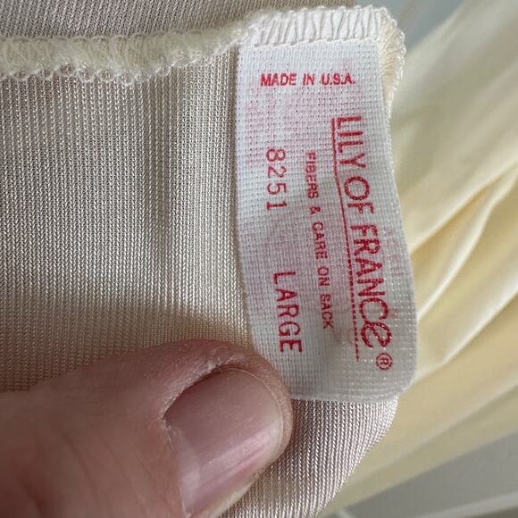 vintage lily of france lord & taylor cream lace nylon nightgown large usa made - Picture 10 of 10